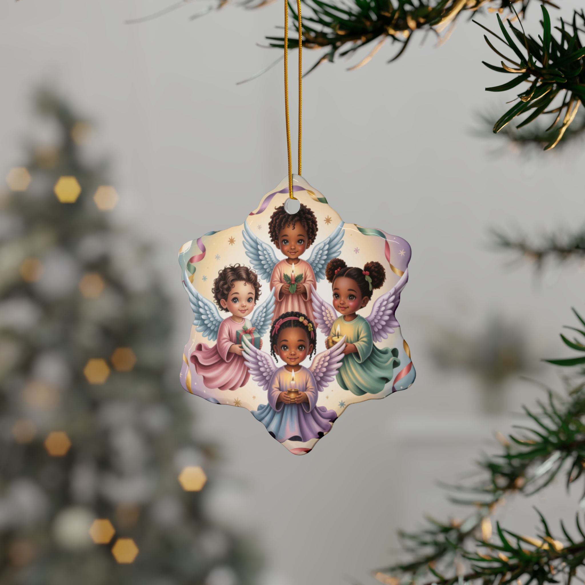 Black Angels - Ceramic Ornament (Whimsical)l Double Sided