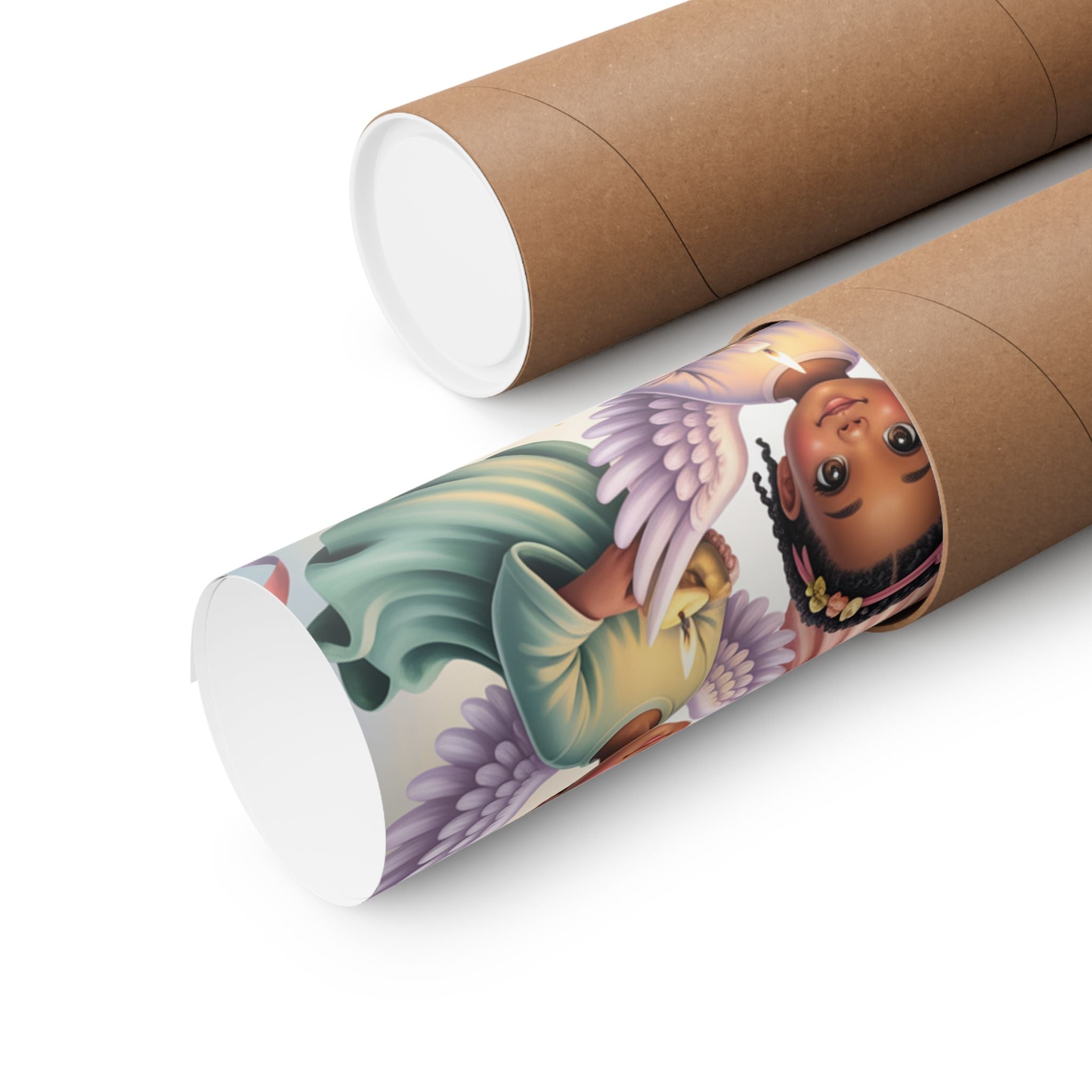 Whimsical Black Angel Matte Poster - Holiday Wall Art