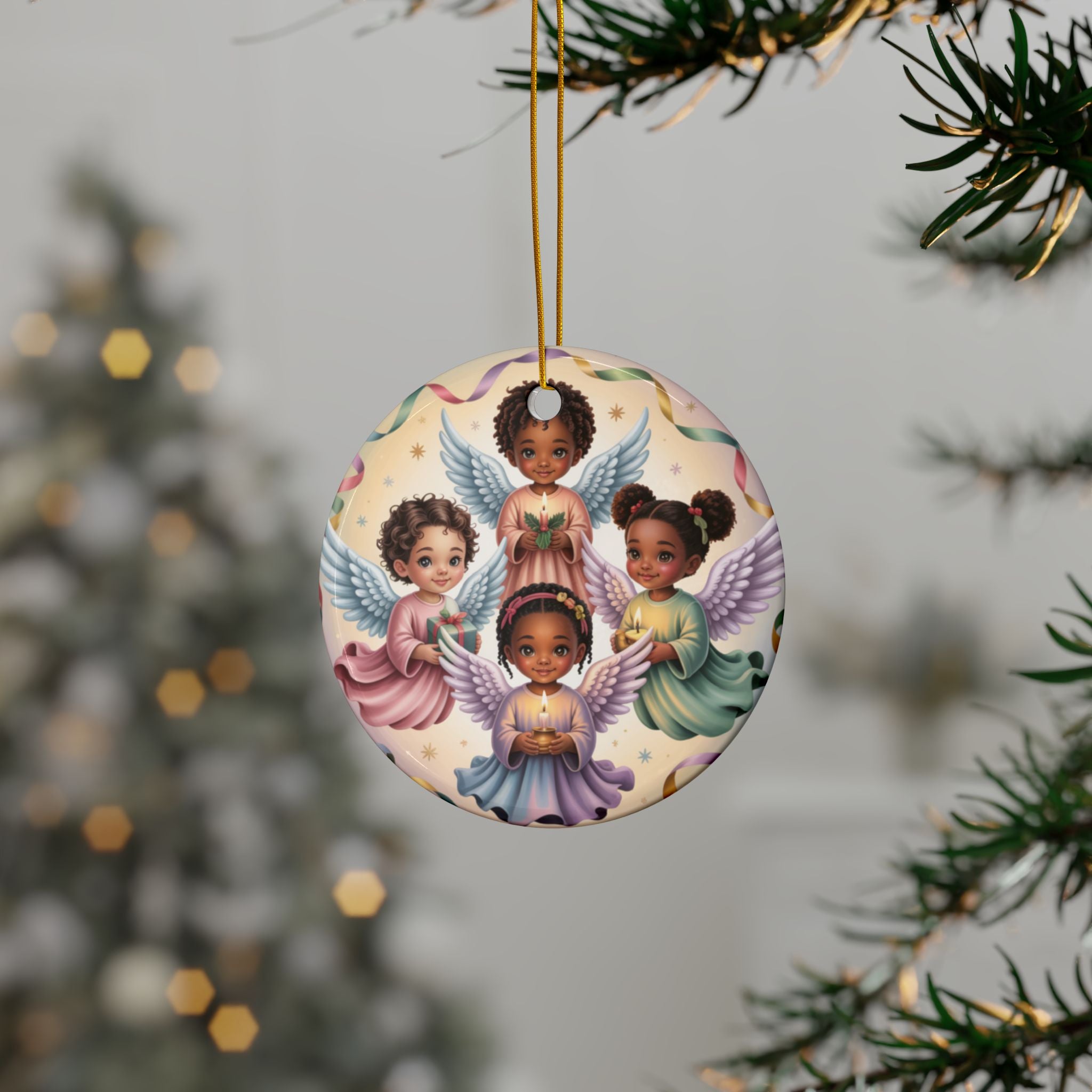 Black Angels - Ceramic Ornament (Whimsical)l Double Sided