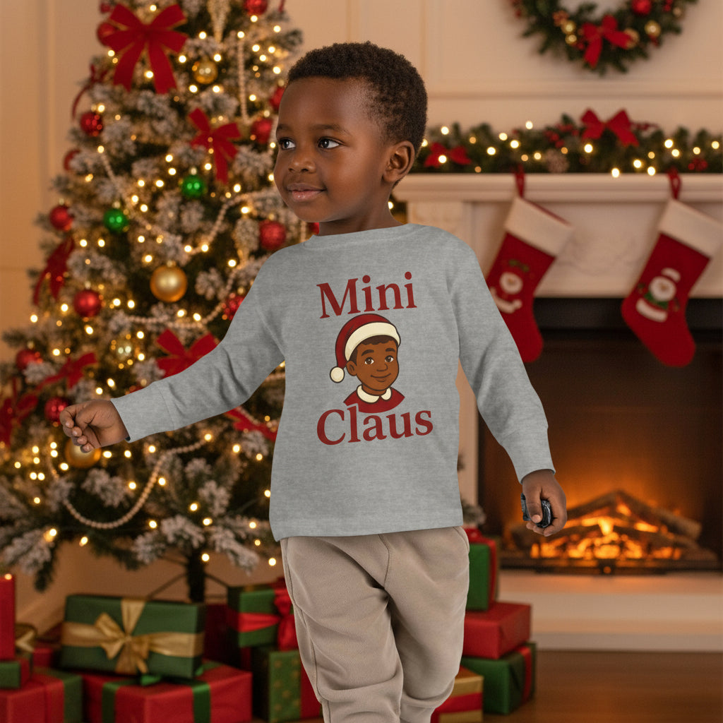 Mini Claus Toddler Long Sleeve Tee - Christmas Shirt for Kids