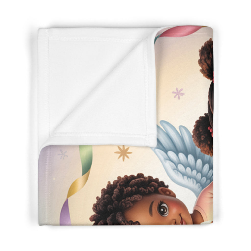 Black Angel (Whimsical) Soft Fleece Baby Blanket - Nursery & Baby Shower Gift