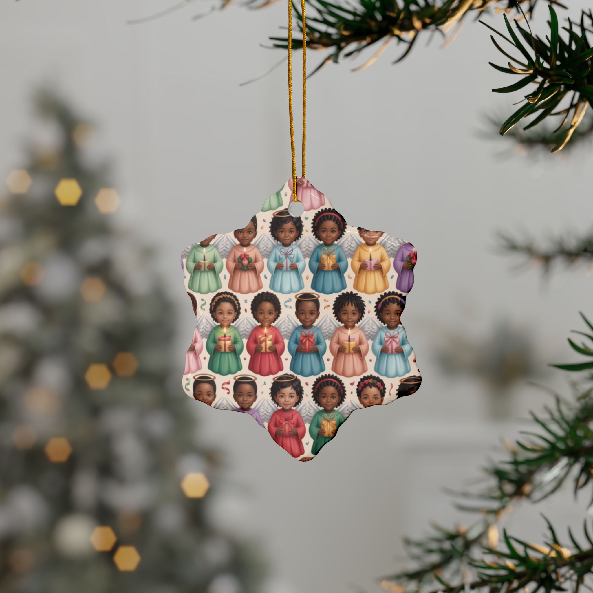 Black Angels - Ceramic Ornament  (Heavenly) - Double-Sided
