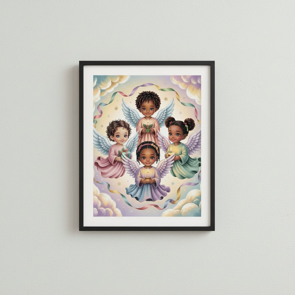 Whimsical Black Angel Matte Poster - Holiday Wall Art