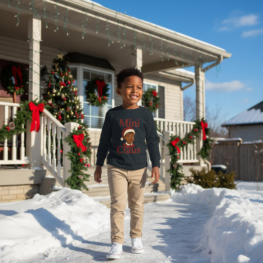 Mini Claus Toddler Long Sleeve Tee - Christmas Shirt for Kids