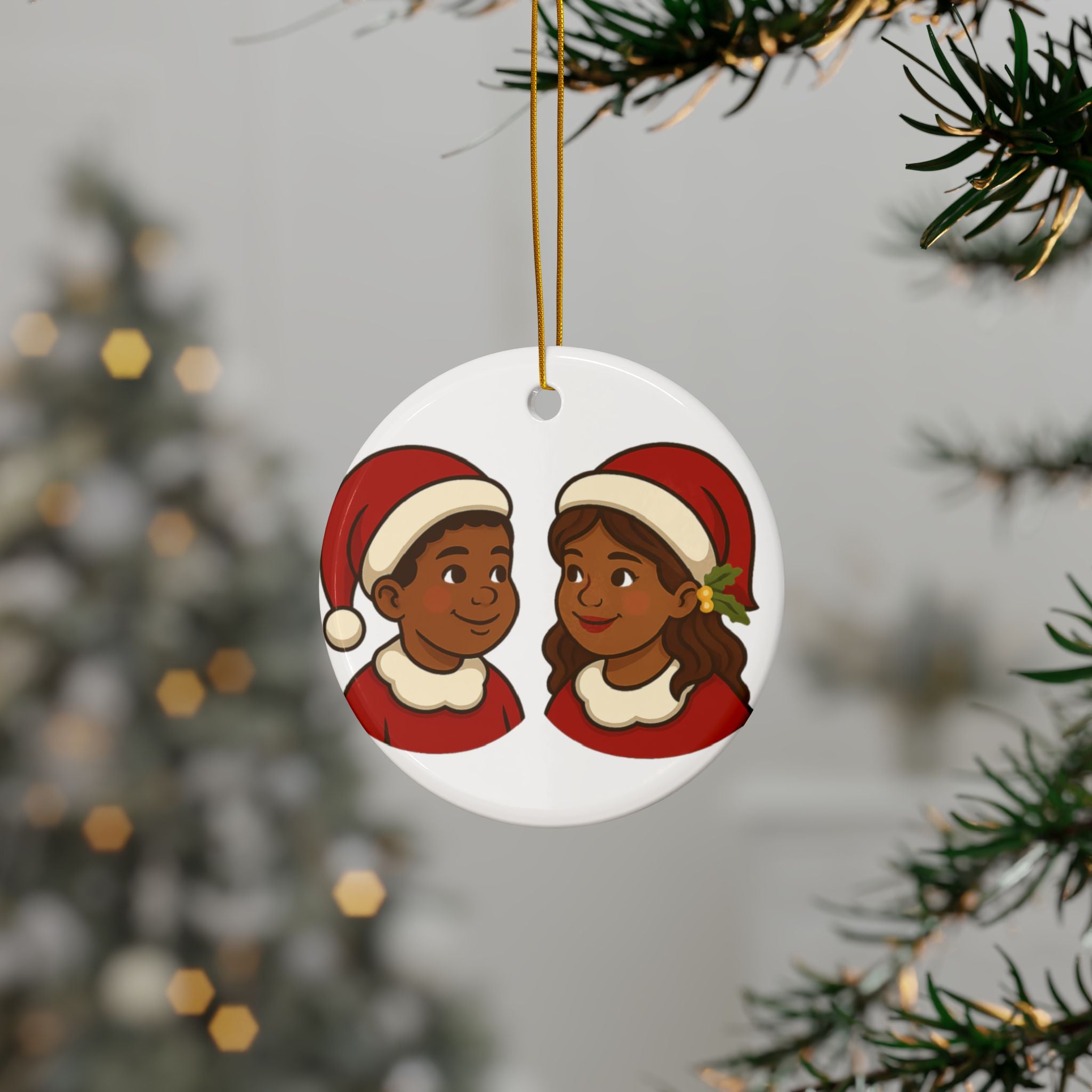 Mini Santas - Ceramic Ornament l Double Sided
