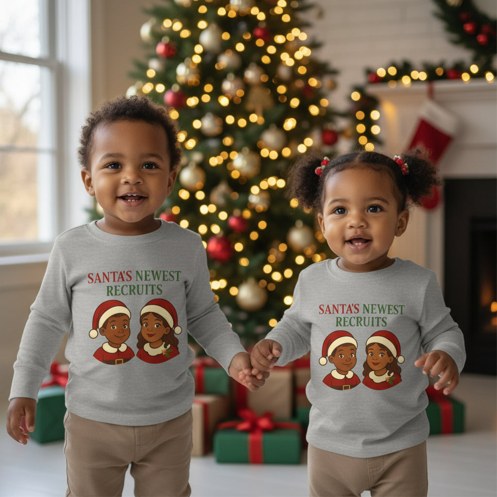 Mini Claus Toddler Long Sleeve Tee - Twin Christmas Shirt