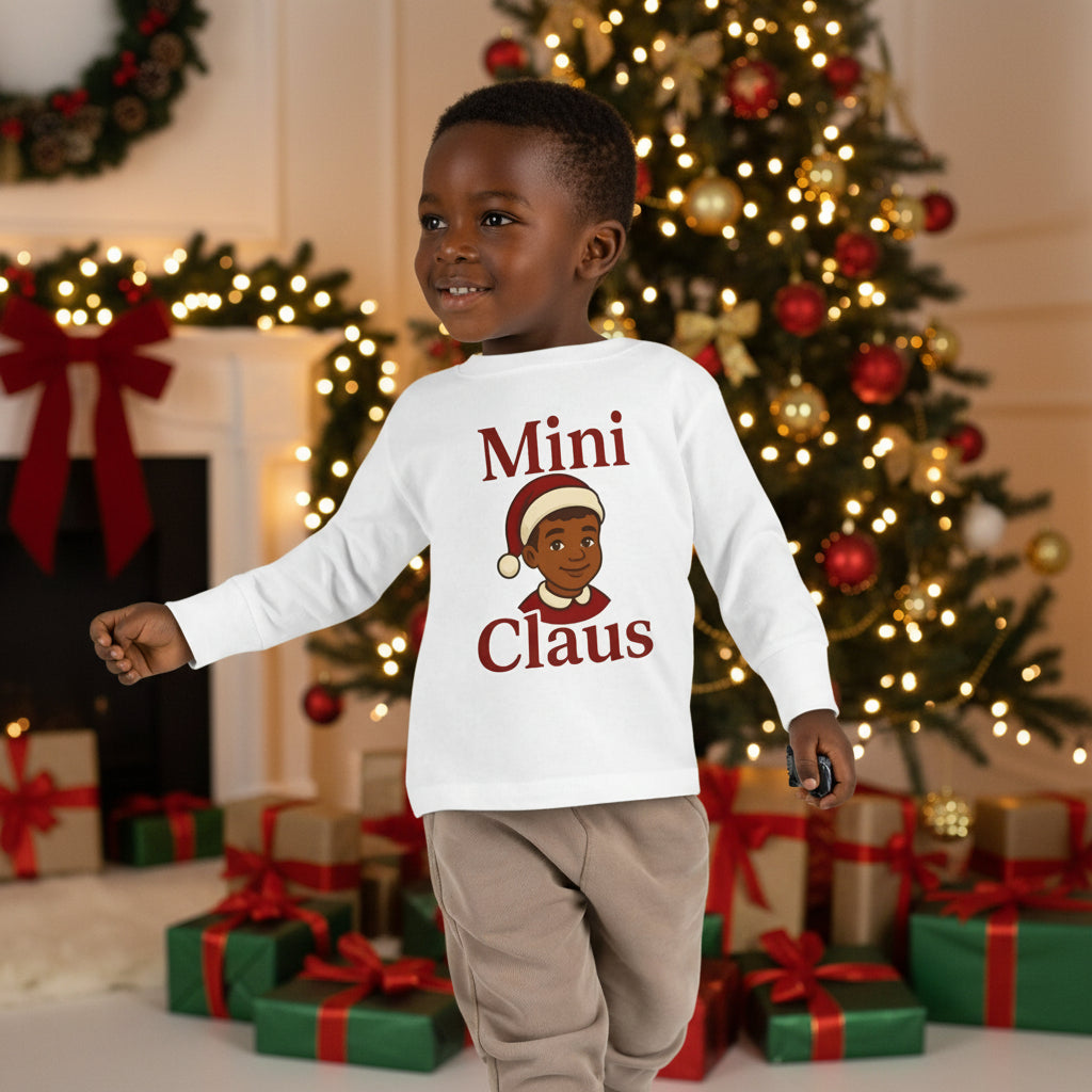 Mini Claus Toddler Long Sleeve Tee - Christmas Shirt for Kids