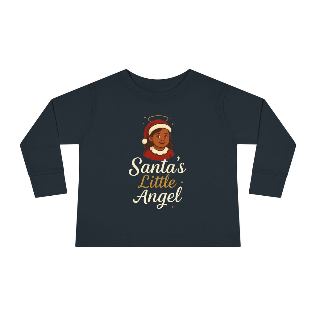 Santa's Little Angel Toddler Long Sleeve Tee - Christmas Shirt