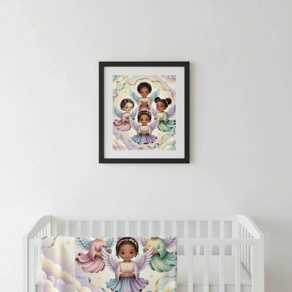 Black Angel (Whimsical) Soft Fleece Baby Blanket - Nursery & Baby Shower Gift