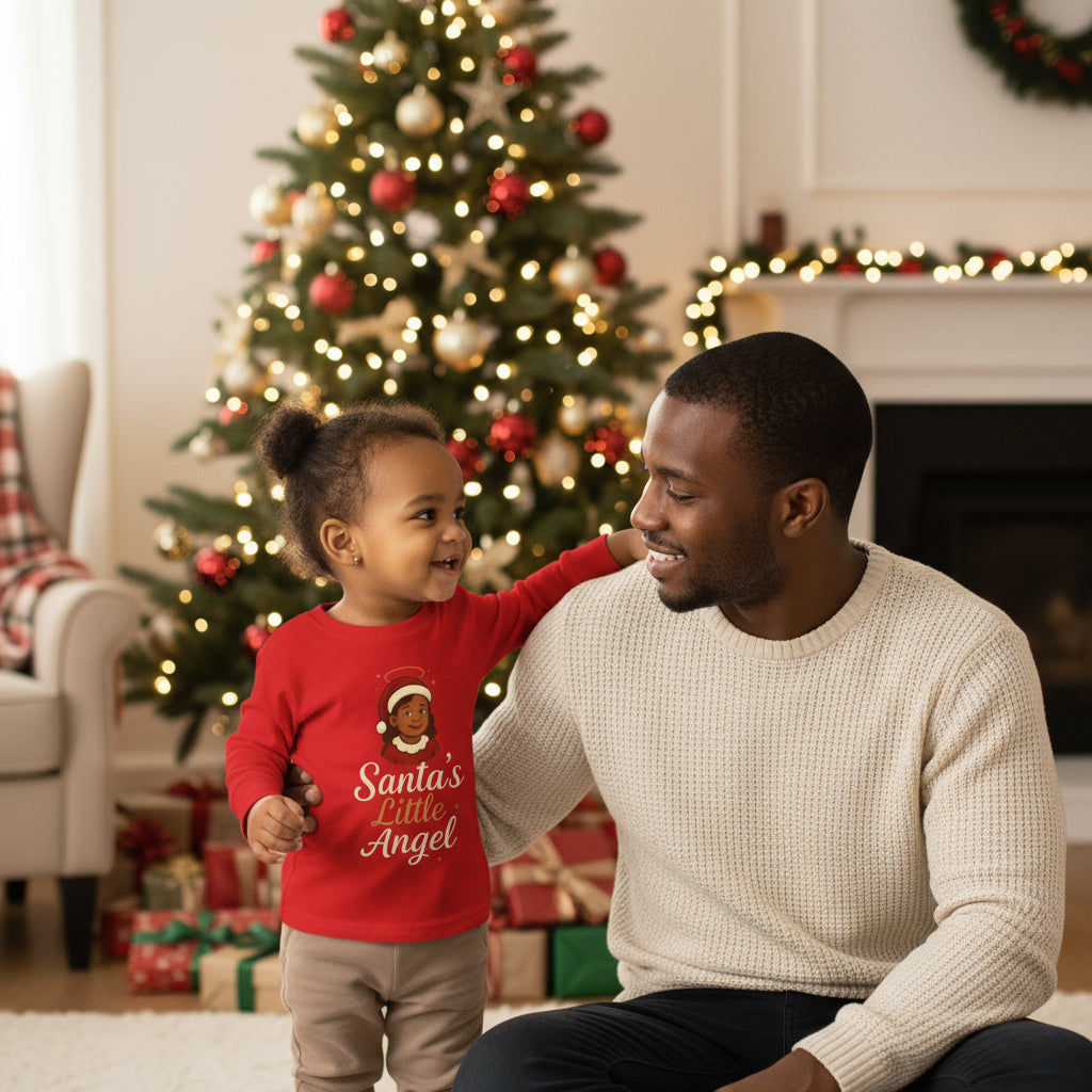 Santa's Little Angel Toddler Long Sleeve Tee - Christmas Shirt