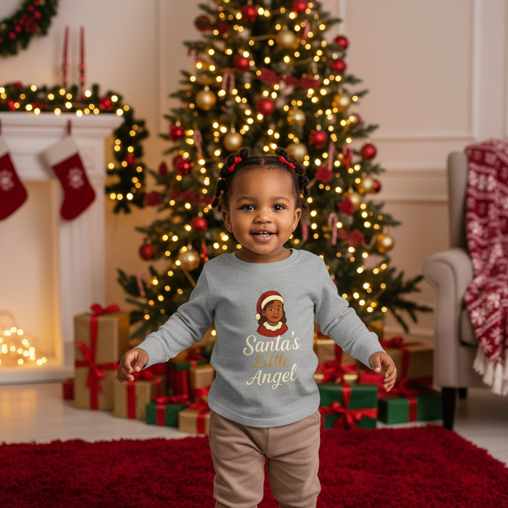 Santa's Little Angel Toddler Long Sleeve Tee - Christmas Shirt