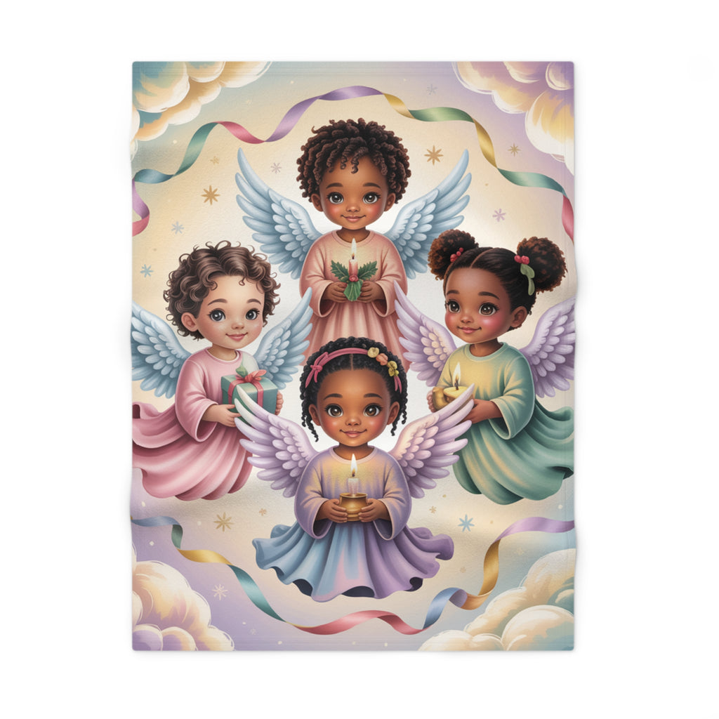 Black Angel (Whimsical) Soft Fleece Baby Blanket - Nursery & Baby Shower Gift