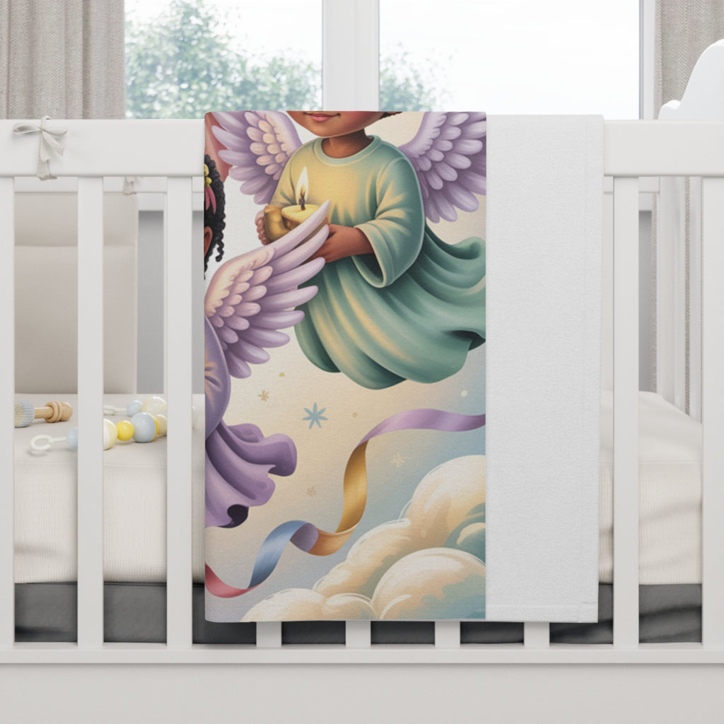 Black Angel (Whimsical) Soft Fleece Baby Blanket - Nursery & Baby Shower Gift