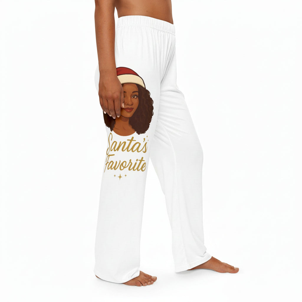 Santa's Favorite Women's Pajama Pants — Holiday Sleepwear with Festive Afro Holiday Girl Print